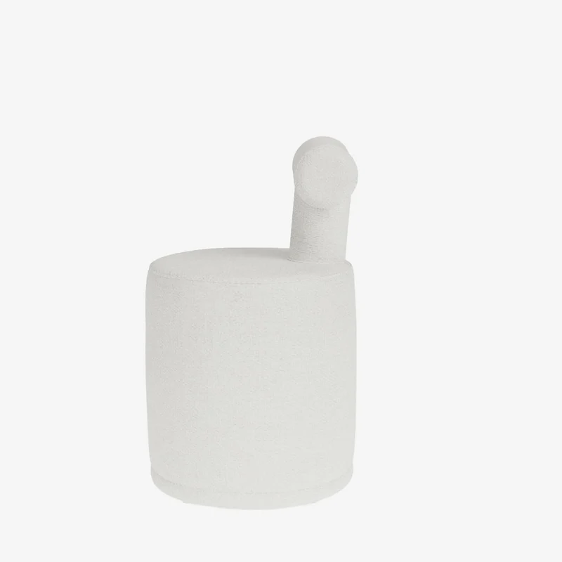 Tom Pouf avec dossier en tissu chenille blanc