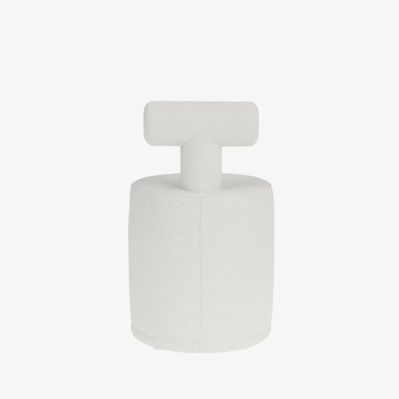 Tom Pouf avec dossier en tissu chenille blanc