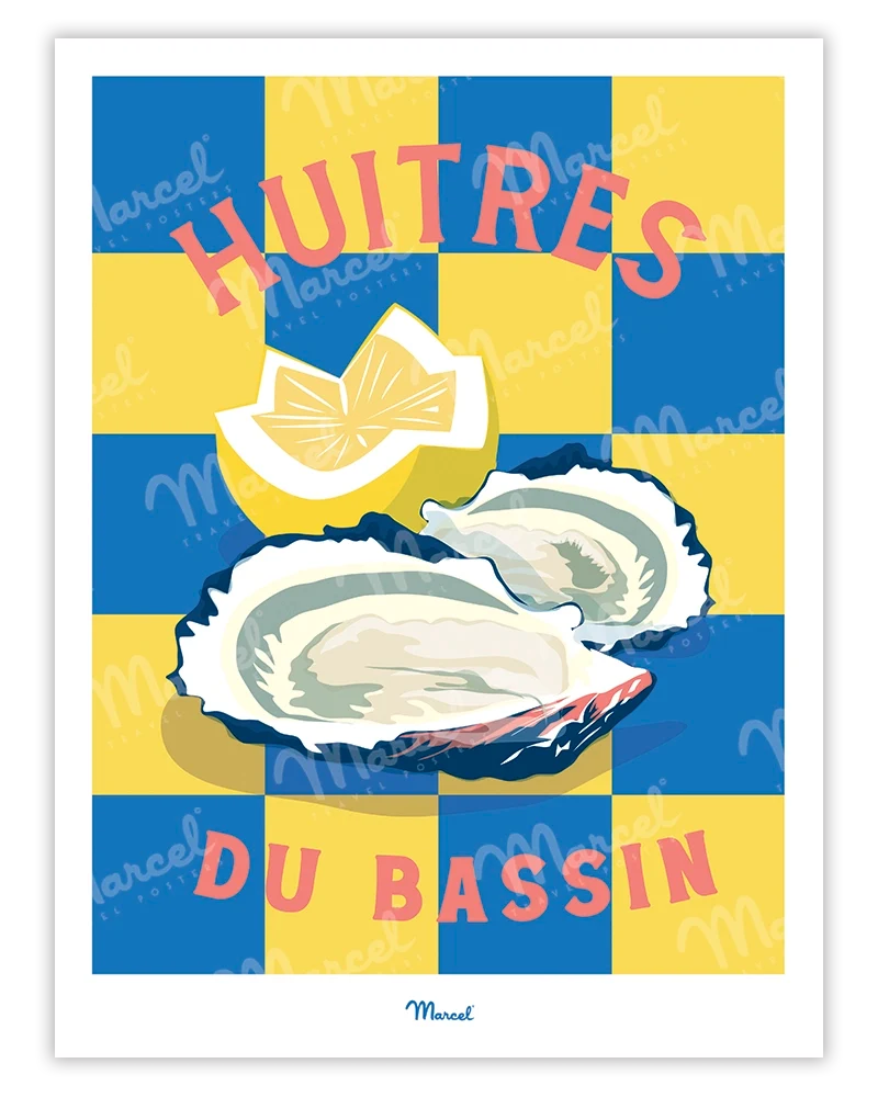 Affiche Travel Color ARCACHON "Huitres du Bassin"