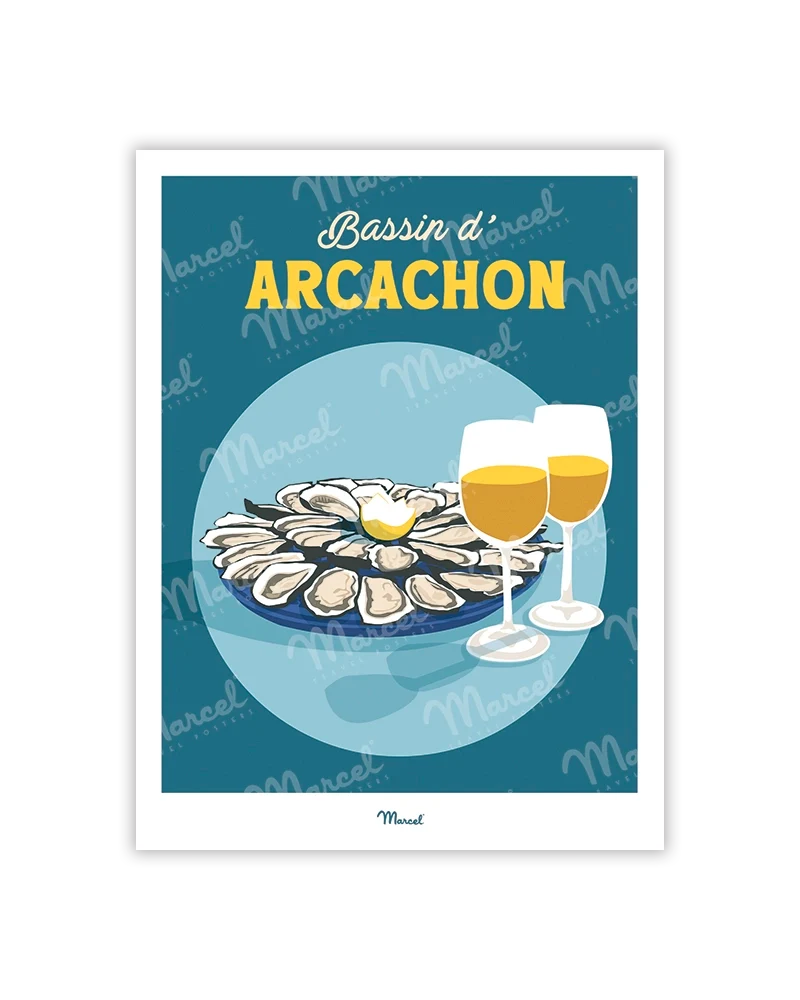 Carte postale Travel Color BASSIN D'ARCACHON "Huitres et vin blanc"