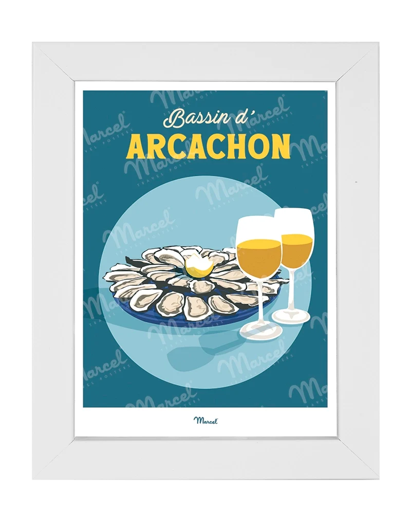 Carte postale Travel Color BASSIN D'ARCACHON "Huitres et vin blanc"