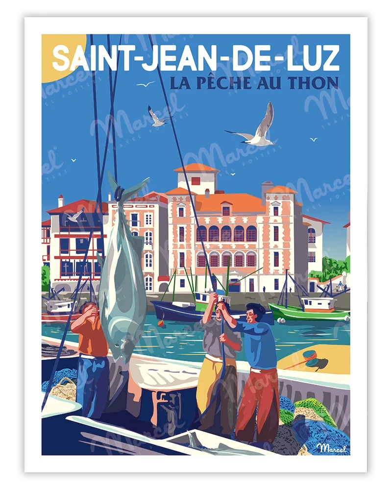 Affiche SAINT-JEAN-DE-LUZ "La pêche au thon"
