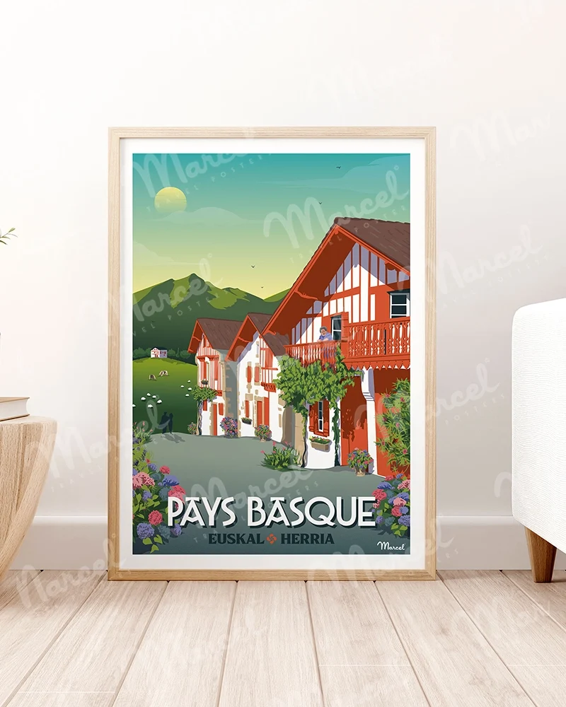 Affiche PAYS BASQUE "Village Basque"