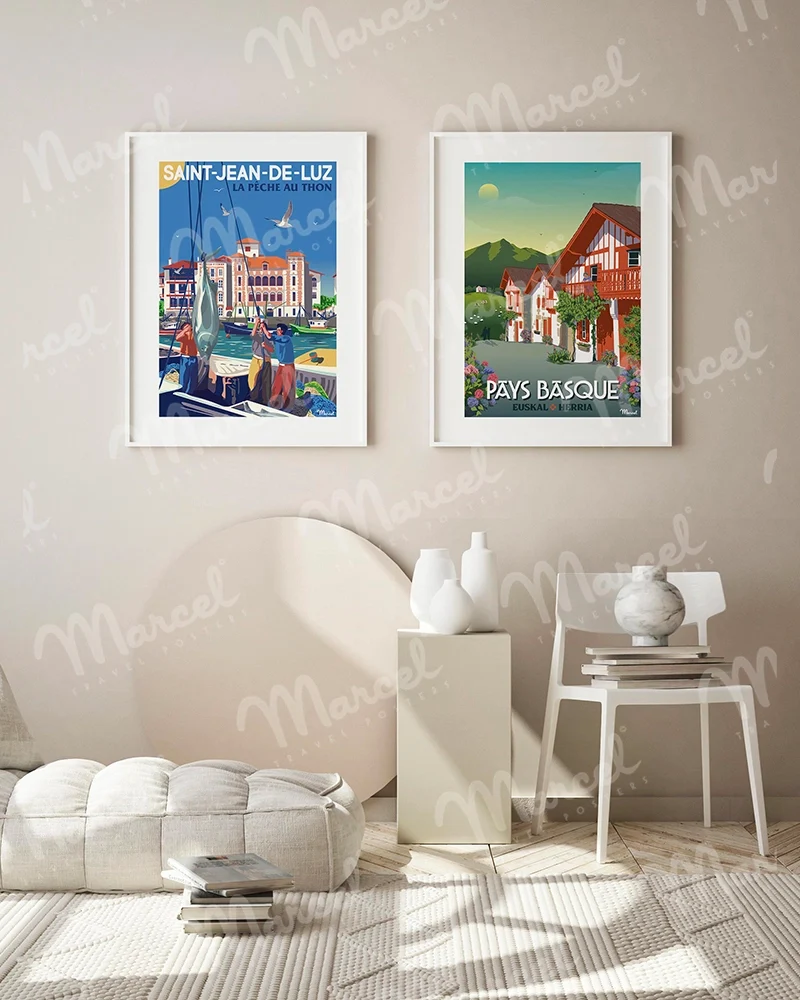 Affiche PAYS BASQUE "Village Basque"