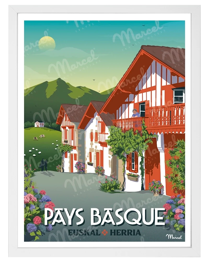 Affiche PAYS BASQUE "Village Basque"