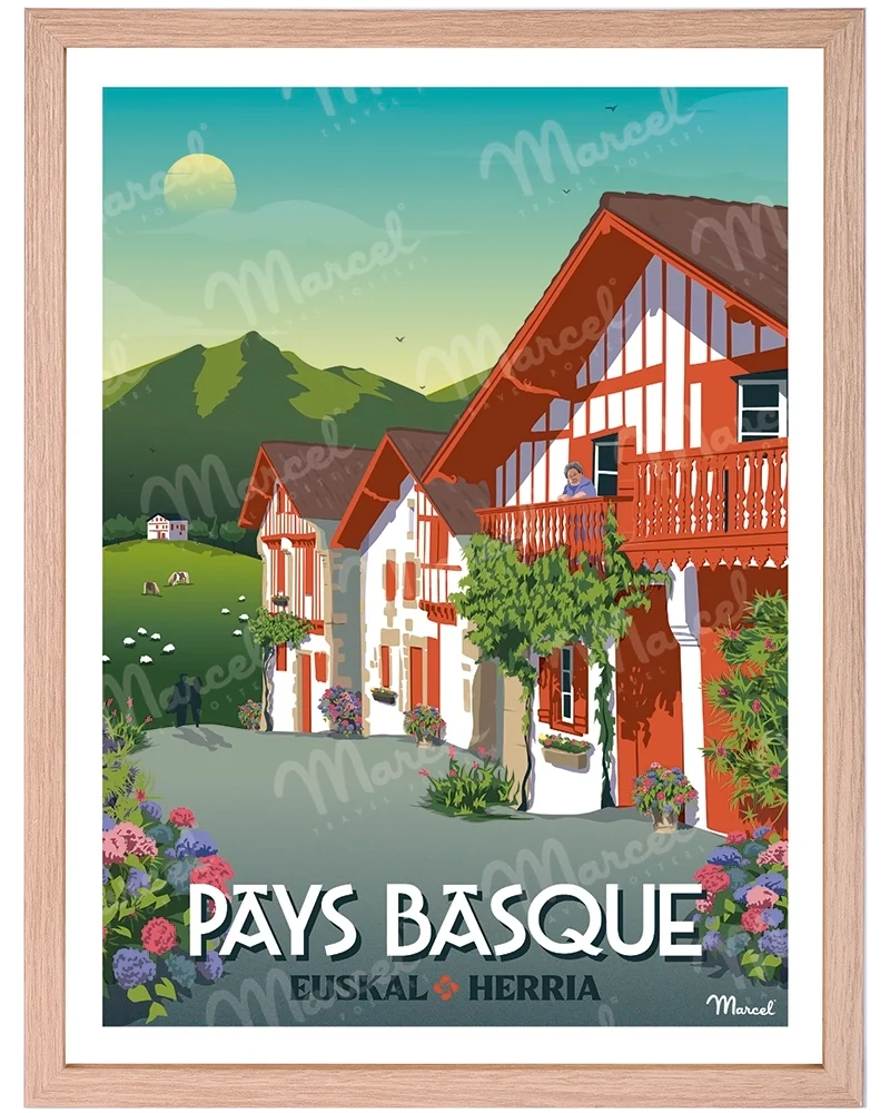 Affiche PAYS BASQUE "Village Basque"