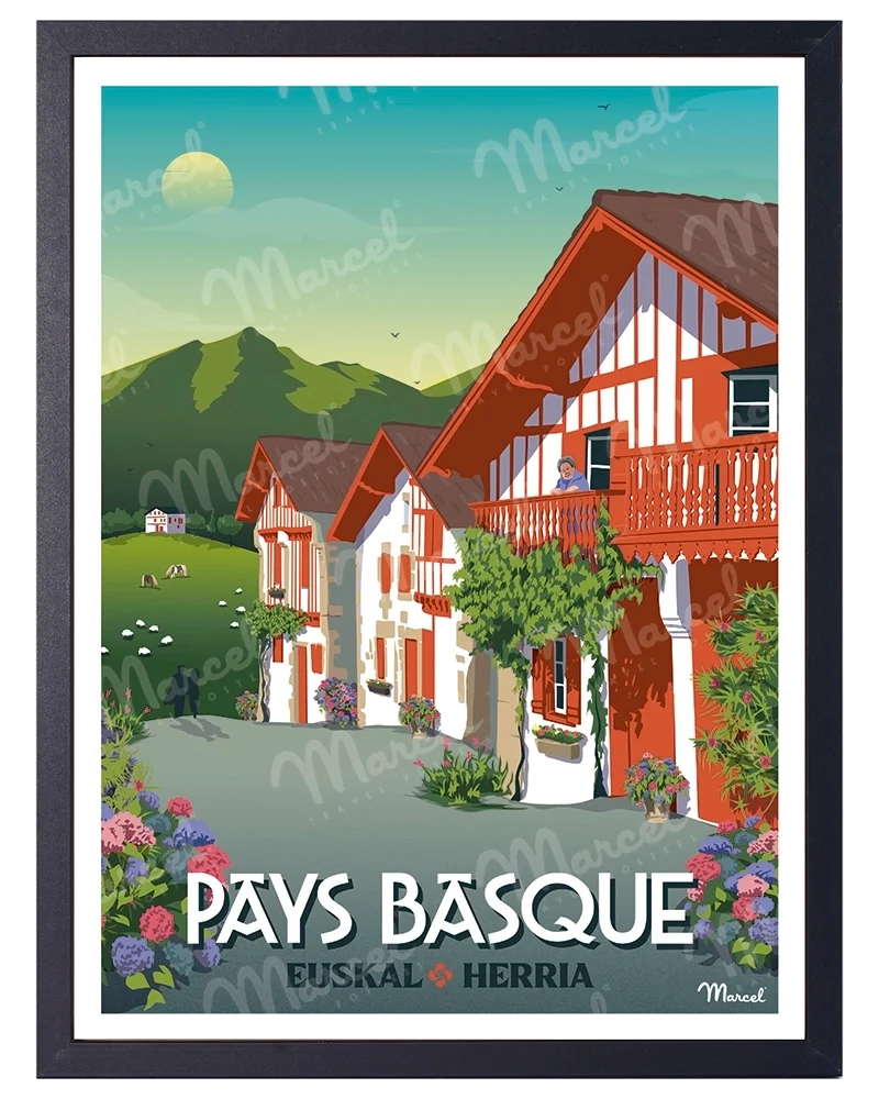 Affiche PAYS BASQUE "Village Basque"