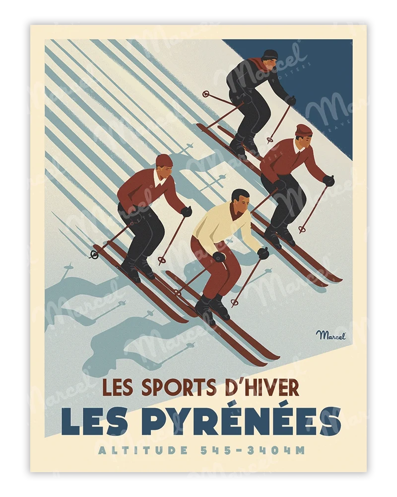 Affiche PYRÉNÉES "Ski Altitude"