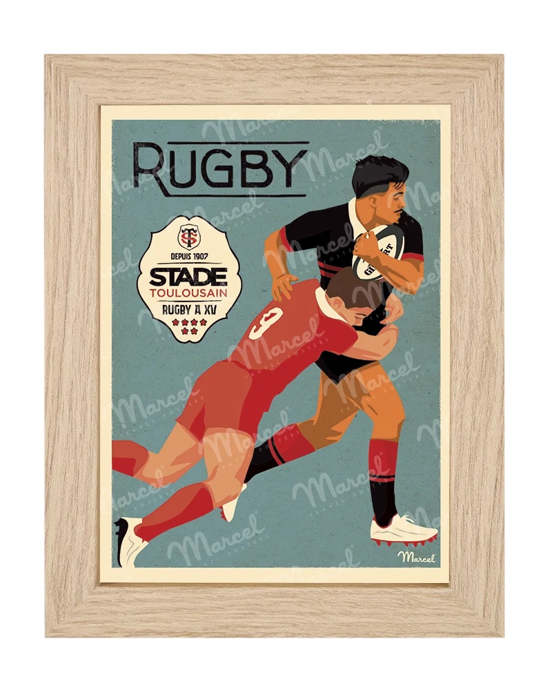 Carte Postale RUGBY Marcel x Stade Toulousain "Le Plaquage"