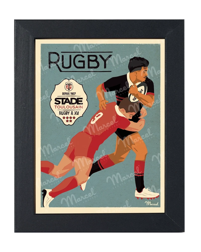 Carte Postale RUGBY Marcel x Stade Toulousain "Le Plaquage"
