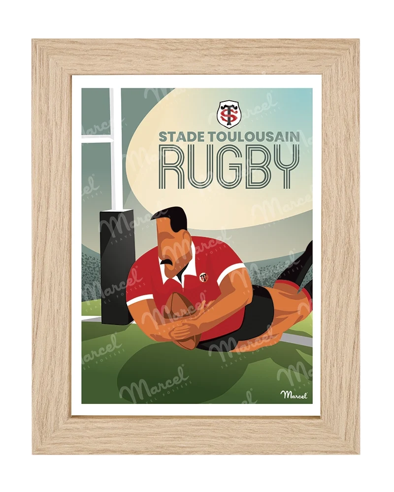 Carte Postale RUGBY Marcel x Stade Toulousain "L'essai"