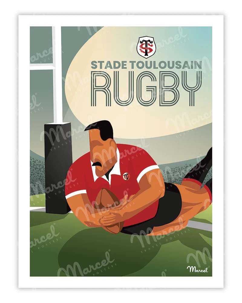 Affiche Officielle RUGBY Marcel x Stade Toulousain "L'essai"