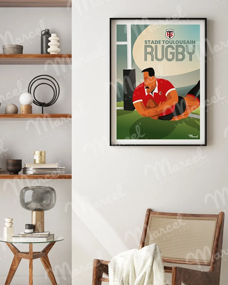 Affiche Officielle RUGBY Marcel x Stade Toulousain "L'essai"
