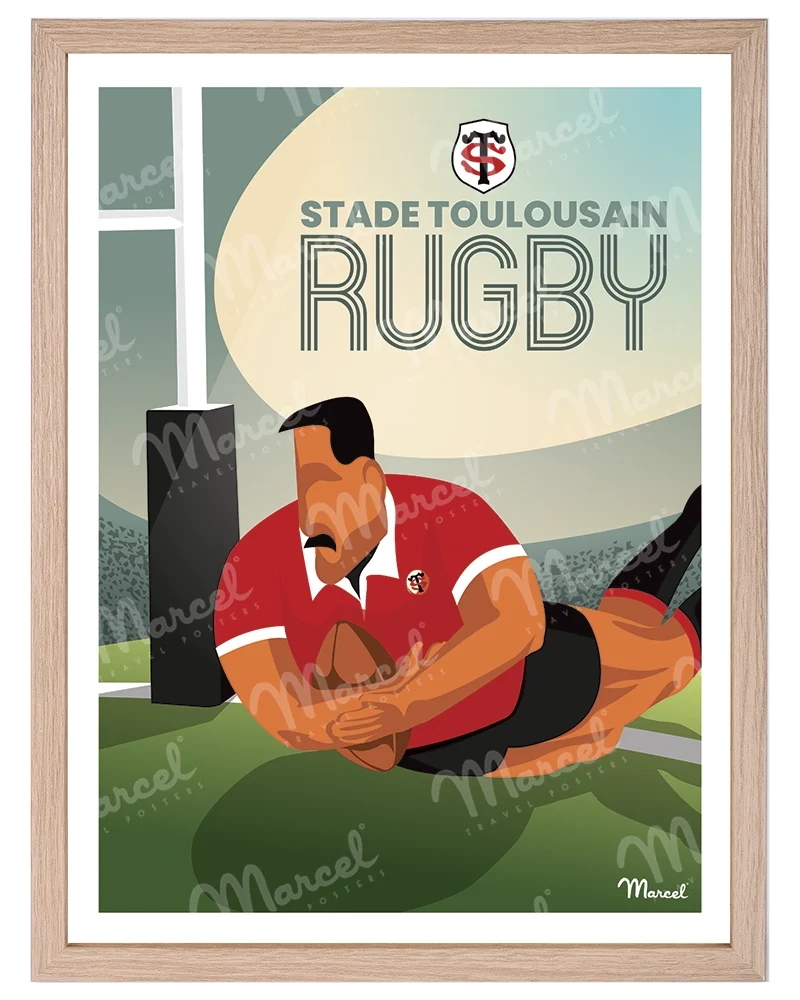 Affiche Officielle RUGBY Marcel x Stade Toulousain "L'essai"