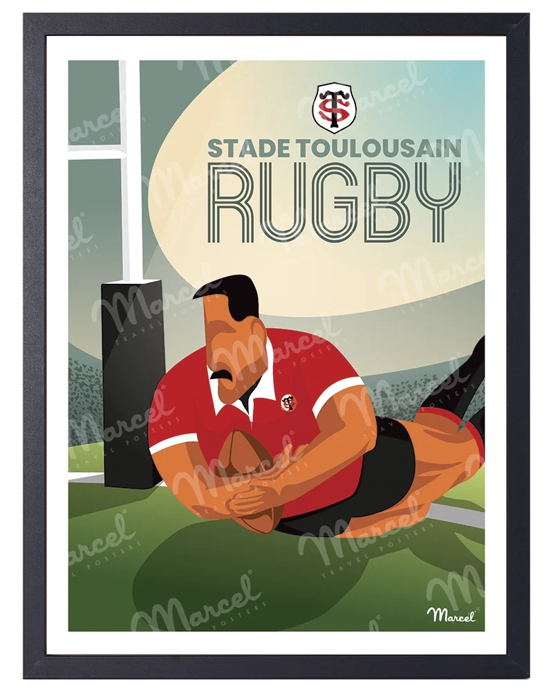 Affiche Officielle RUGBY Marcel x Stade Toulousain "L'essai"