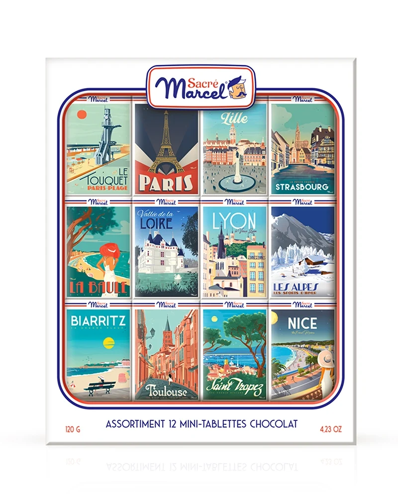 Etui carte de France | 12 mini-tablettes | Sacré Marcel