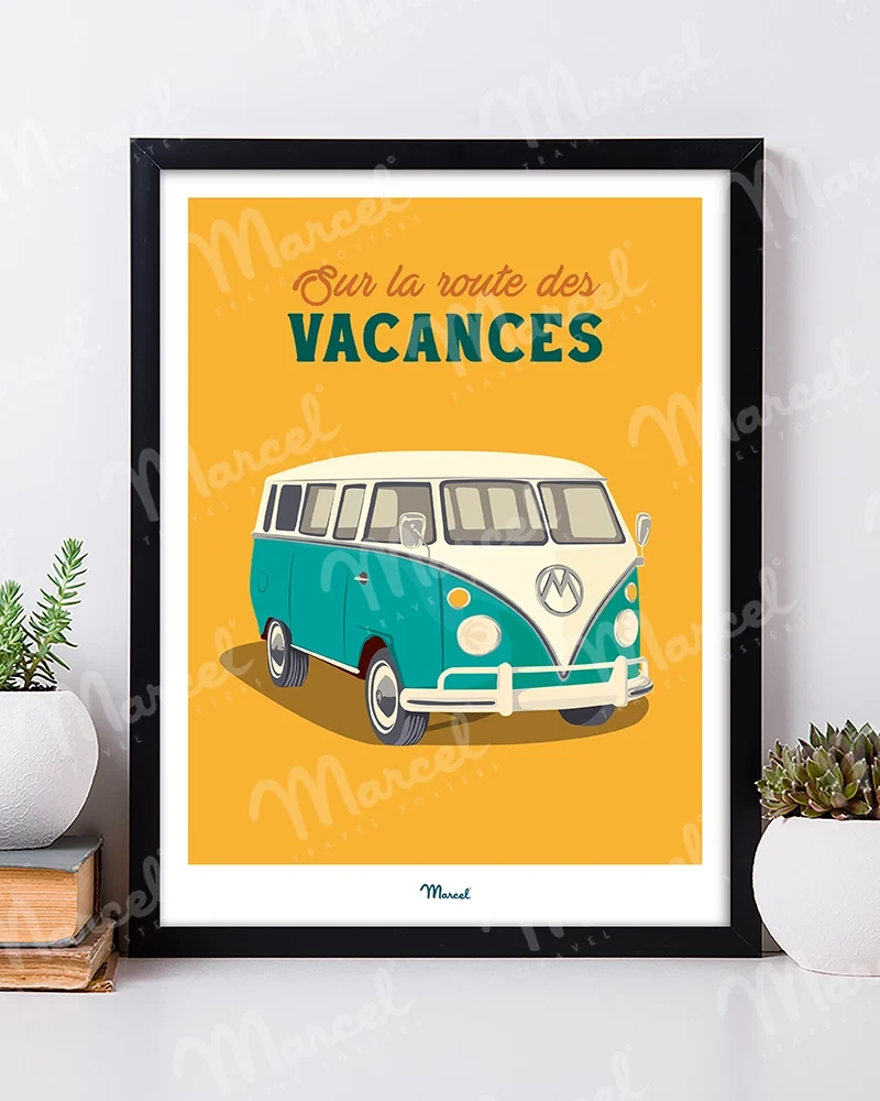 Affiche Travel Color "Sur la route des vacances en Van"