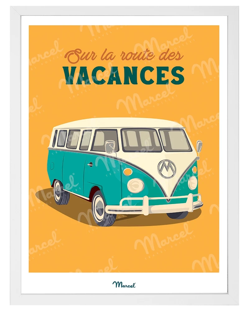Affiche Travel Color "Sur la route des vacances en Van"