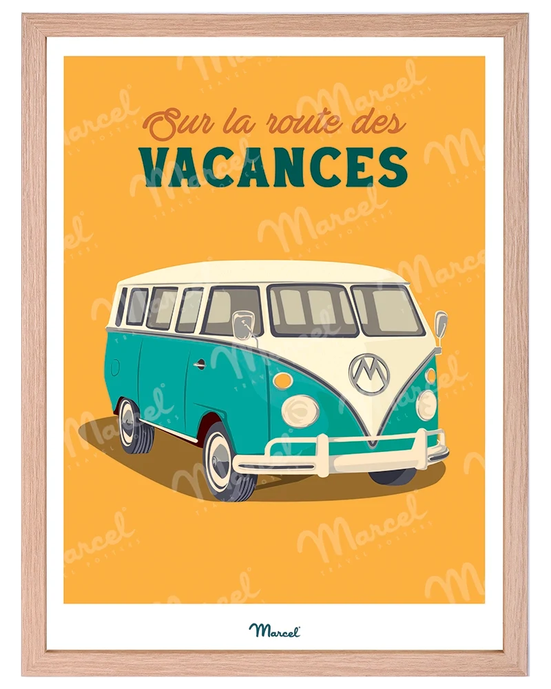 Affiche Travel Color "Sur la route des vacances en Van"