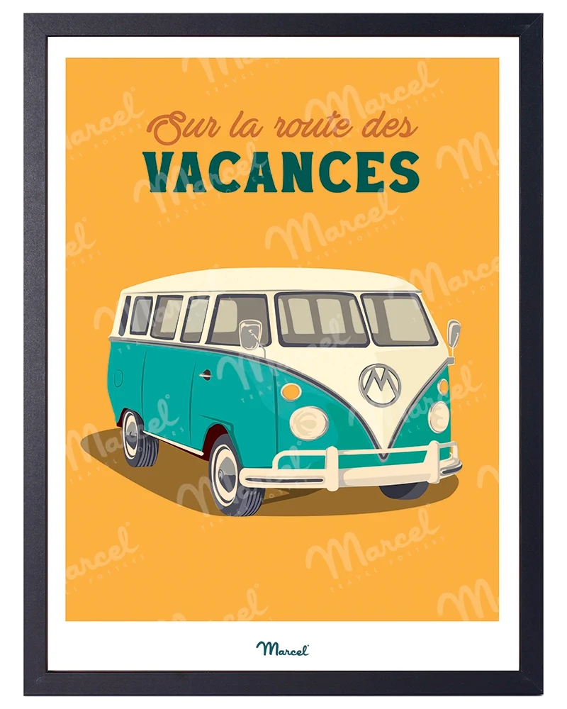 Affiche Travel Color "Sur la route des vacances en Van"