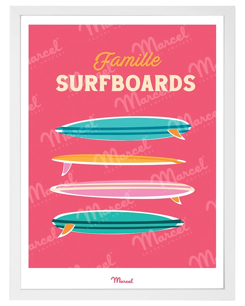 Affiche Travel Color "Famille Surfboards"
