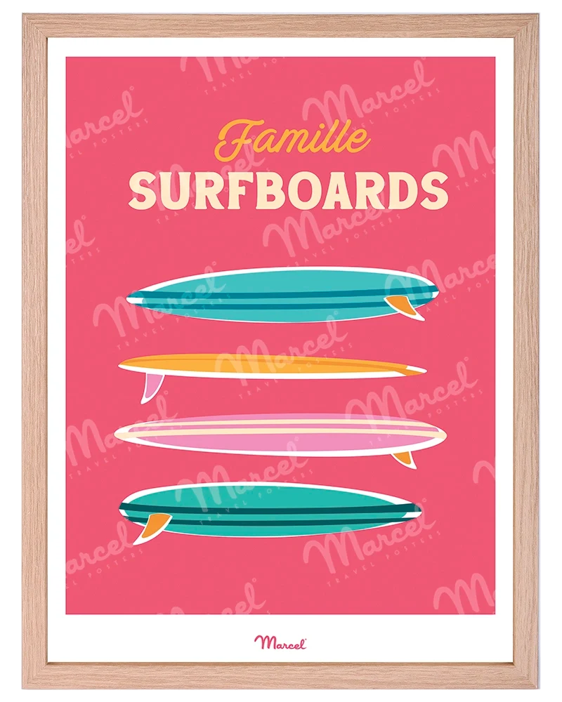 Affiche Travel Color "Famille Surfboards"