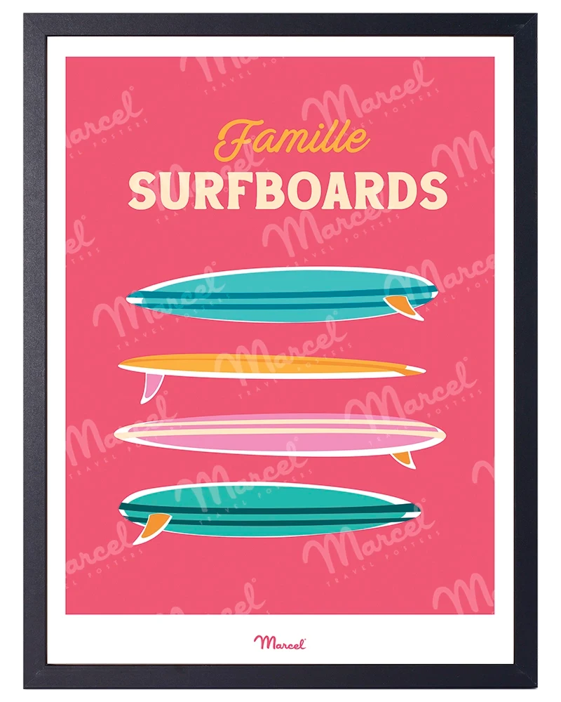 Affiche Travel Color "Famille Surfboards"