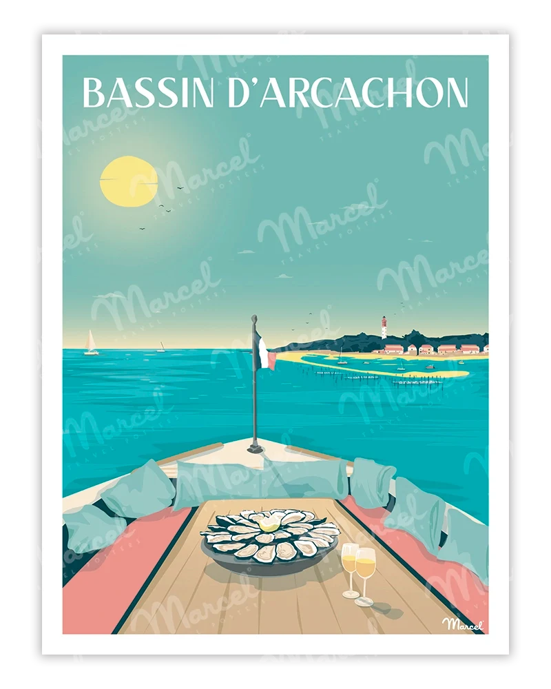 Affiche BASSIN D'ARCACHON "en pinasse"