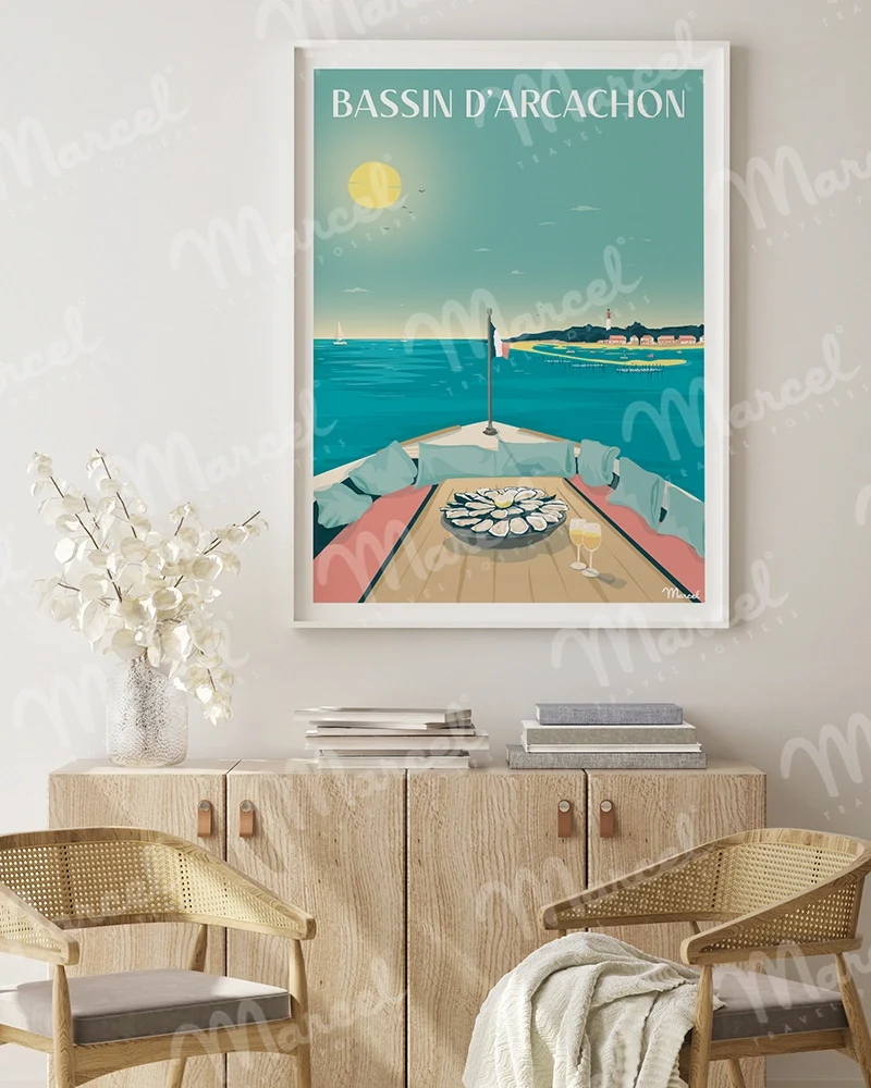 Affiche BASSIN D'ARCACHON "en pinasse"