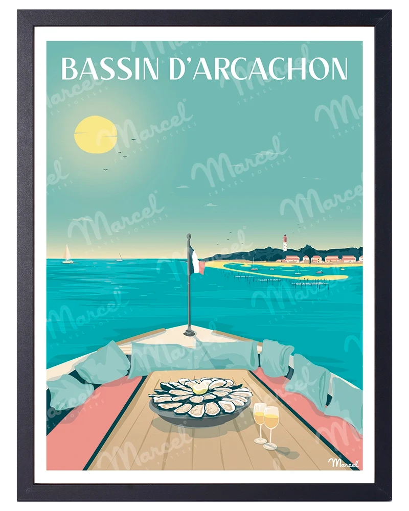 Affiche BASSIN D'ARCACHON "en pinasse"