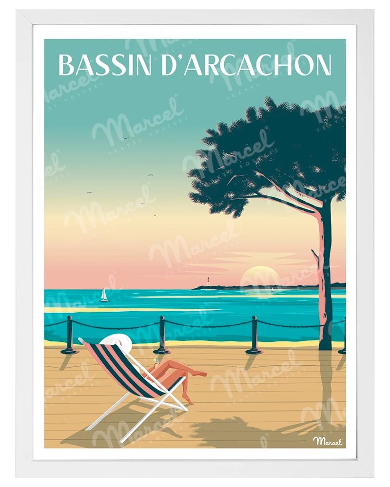 Affiche BASSIN D'ARCACHON "Bain de soleil"