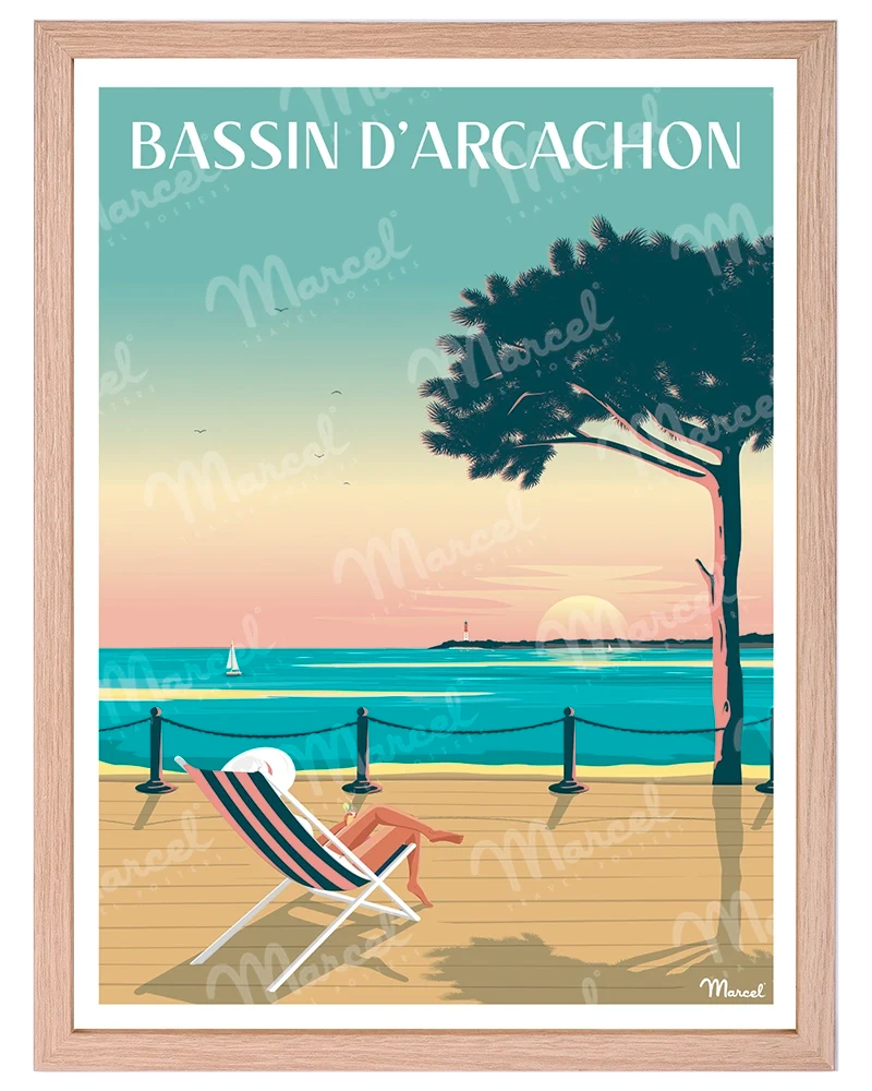 Affiche BASSIN D'ARCACHON "Bain de soleil"