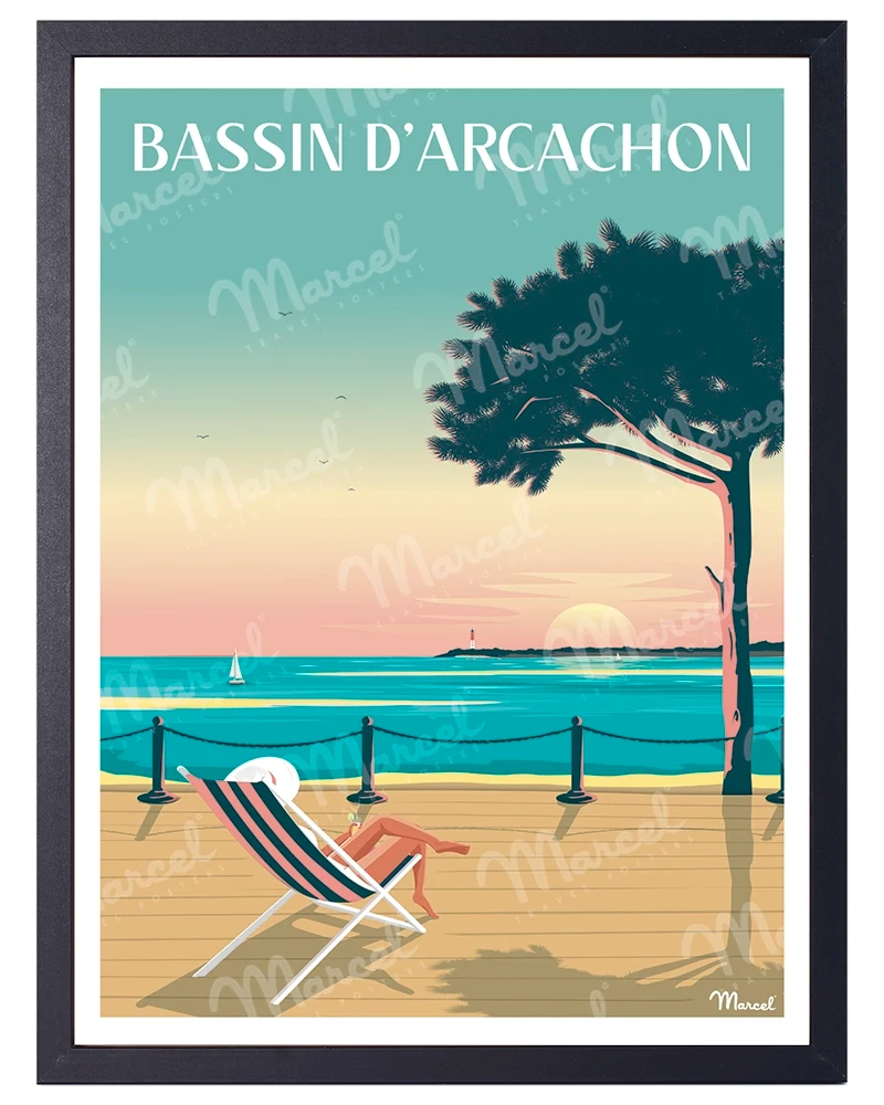 Affiche BASSIN D'ARCACHON "Bain de soleil"