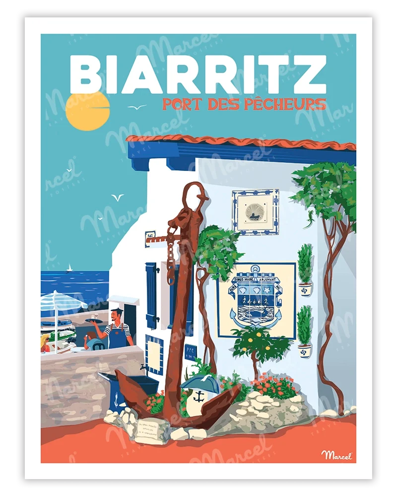 Affiche BIARRITZ "Port des Pêcheurs"