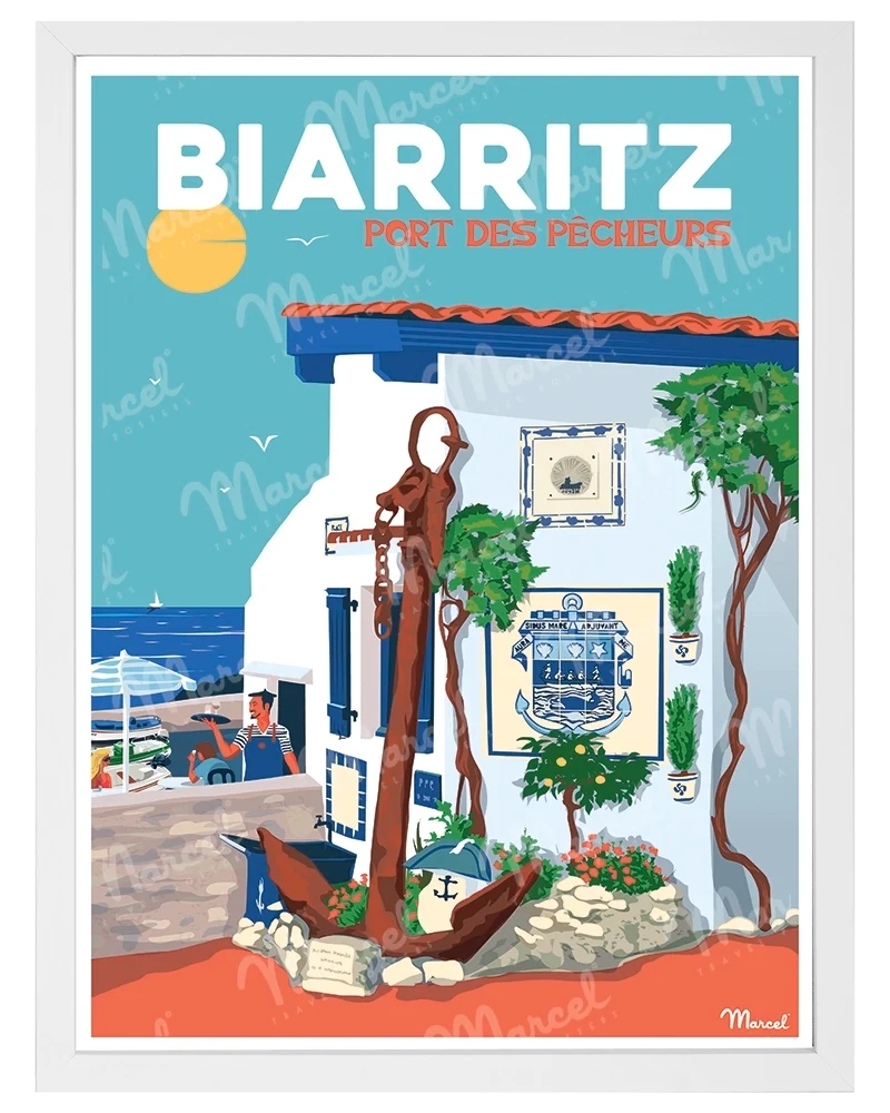 Affiche BIARRITZ "Port des Pêcheurs"