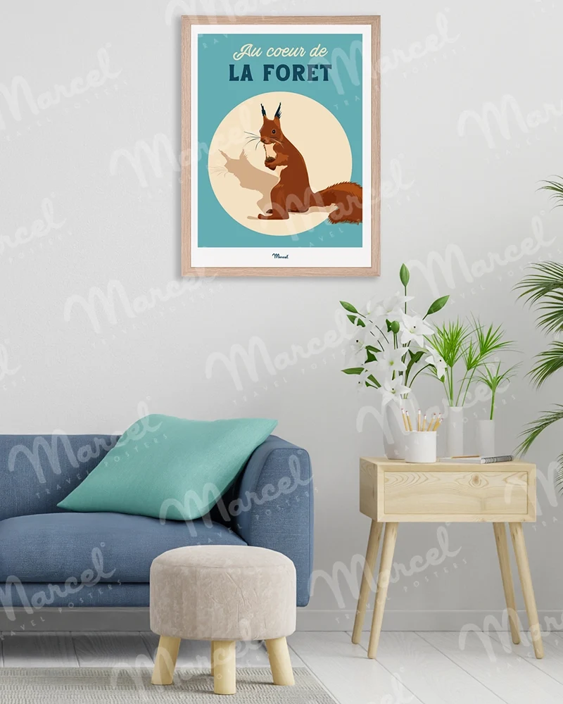 Affiche Travel Color "Écureuil au coeur de la forêt"