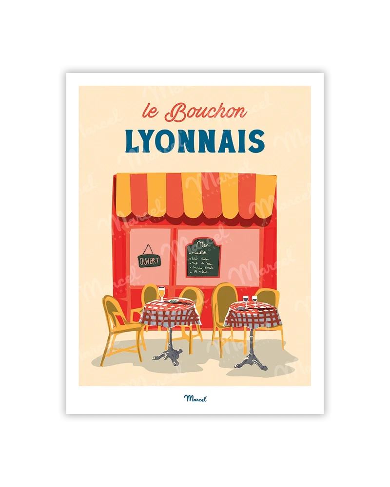 Carte Postale Travel Color LYON "Terrasse de bouchon Lyonnais"