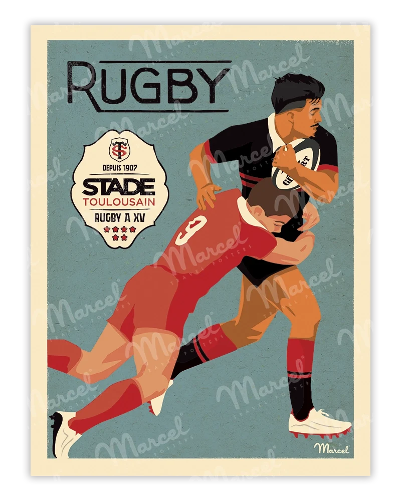 Affiche Officielle RUGBY Marcel x Stade Toulousain "Le Plaquage"