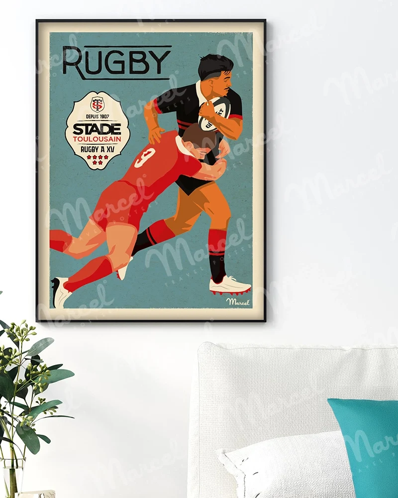 Affiche Officielle RUGBY Marcel x Stade Toulousain "Le Plaquage"