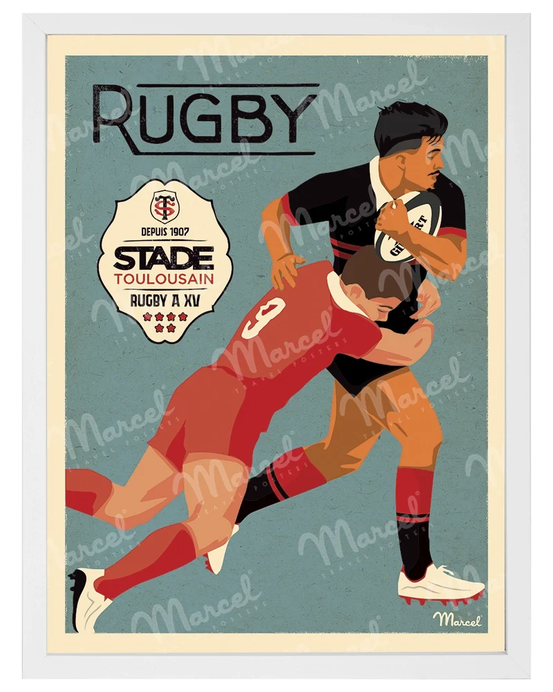 Affiche Officielle RUGBY Marcel x Stade Toulousain "Le Plaquage"