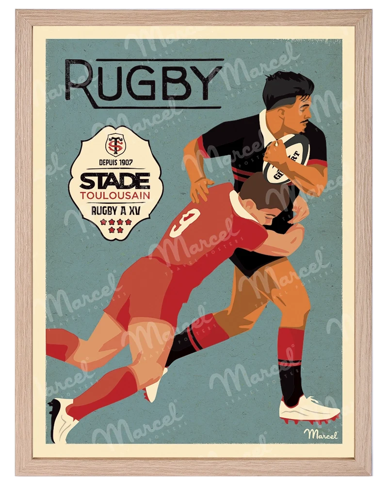 Affiche Officielle RUGBY Marcel x Stade Toulousain "Le Plaquage"