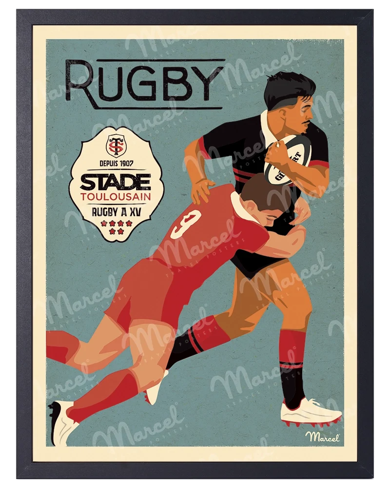 Affiche Officielle RUGBY Marcel x Stade Toulousain "Le Plaquage"