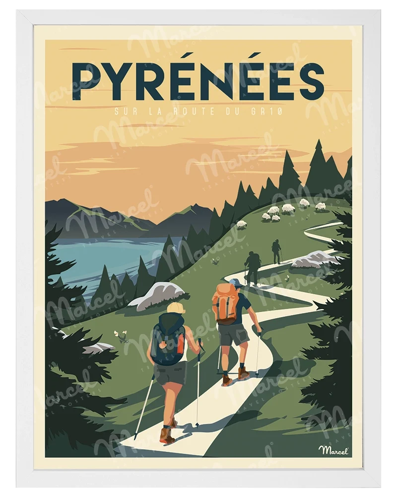 Affiche PYRÉNÉES "Sur la route du GR10"