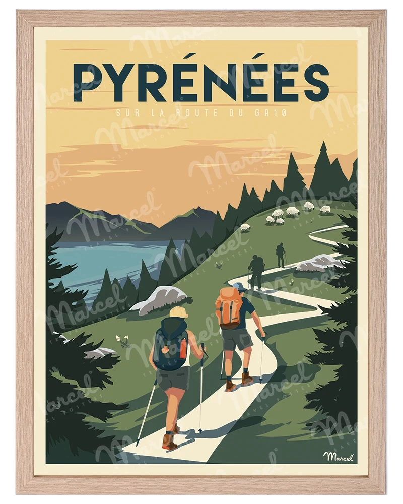 Affiche PYRÉNÉES "Sur la route du GR10"
