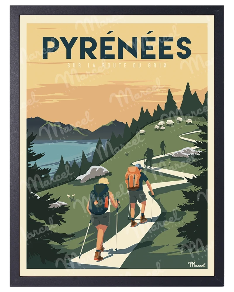 Affiche PYRÉNÉES "Sur la route du GR10"