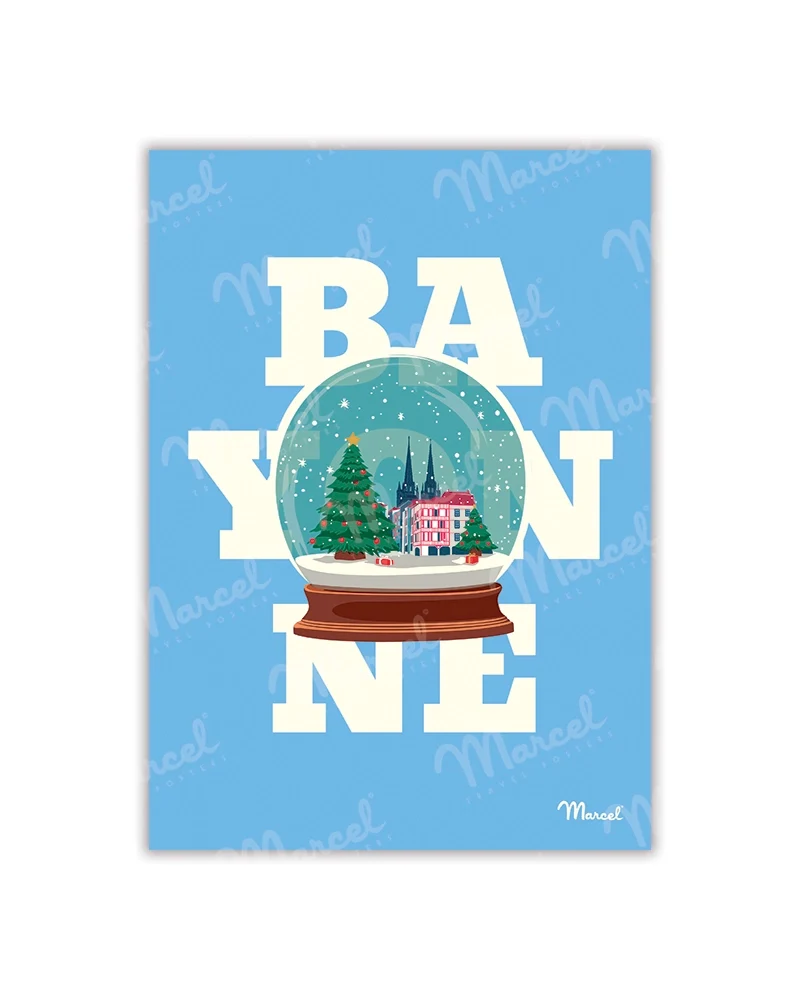 Carte Postale BAYONNE "Boule à neige"