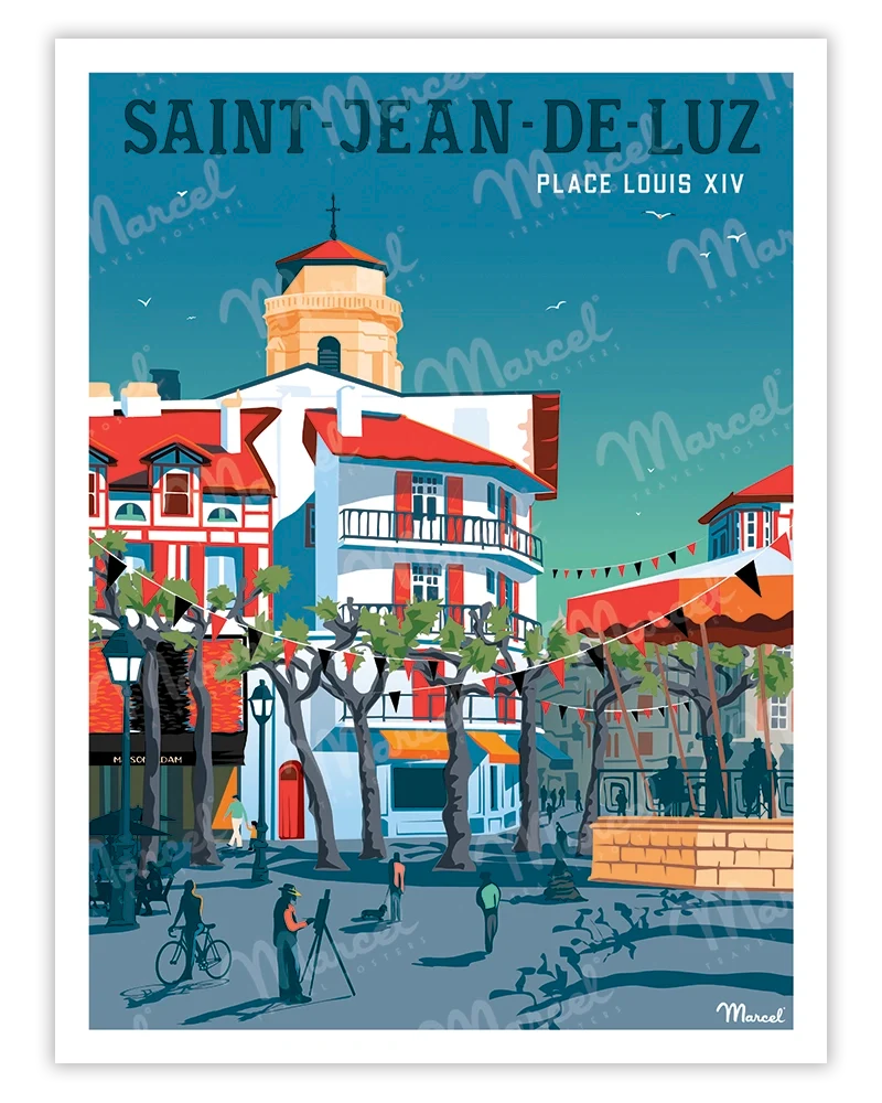 Affiche SAINT-JEAN-DE-LUZ "Place Louis XIV"