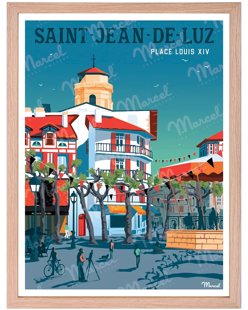 Affiche SAINT-JEAN-DE-LUZ "Place Louis XIV"