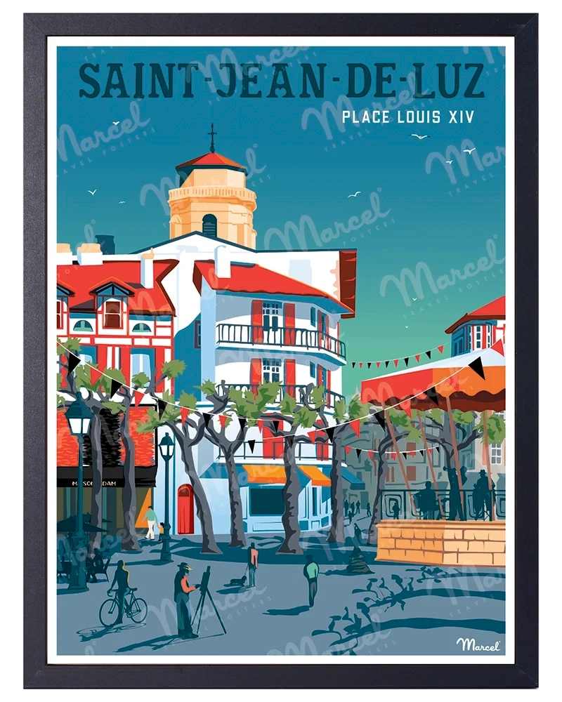 Affiche SAINT-JEAN-DE-LUZ "Place Louis XIV"