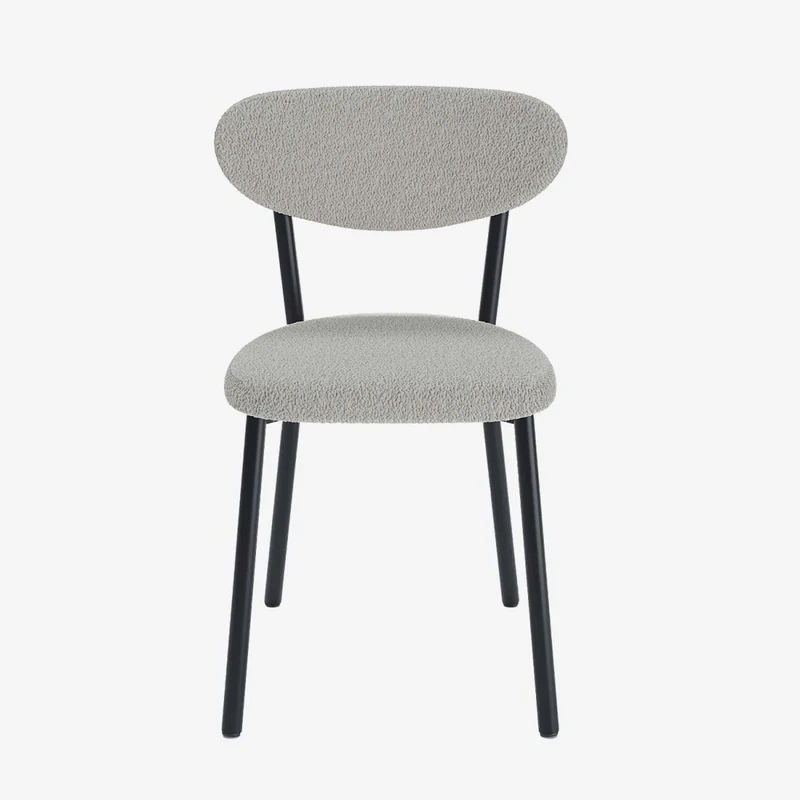 Lot de 2 chaises tissu bouclette pied métal